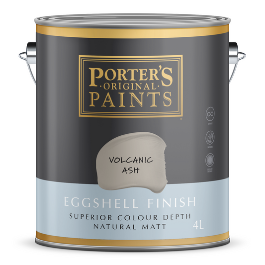 Porter S Washable Paint 4L - Volcanic Ash - Eggshell Finish - 199mm x 191mm x 178mm - Auzzistore