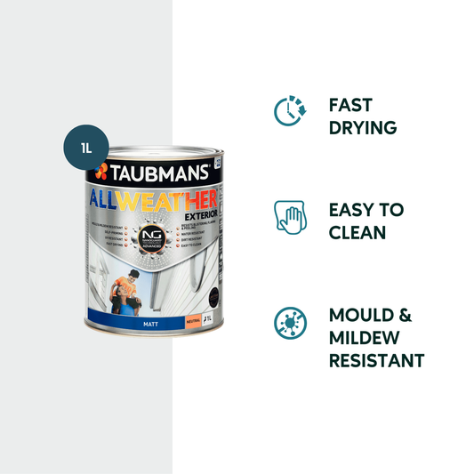 Taubmans All Weather Exterior Paint - 1L Neutral Matt - Water Based - Mould Resistant – view 2 - Auzzistore
