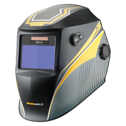 Bossweld Flare Welding Helmet - Variable Shade 4-8 / 9-13 - 100 x 60mm Viewing Area - Lightweight and Durable - Auzzistore