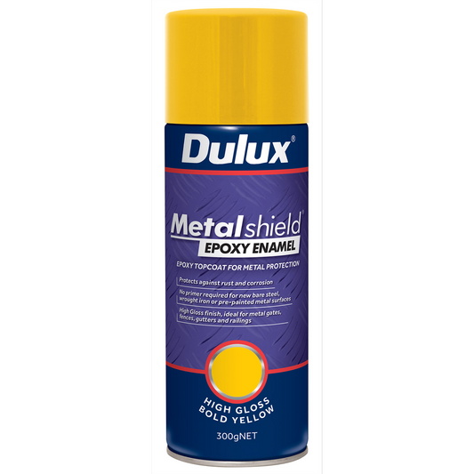 Dulux Metalshield Epoxy Enamel Gloss Spray Paint 300g Bold Yellow