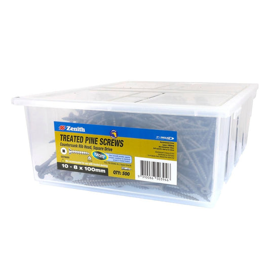 Zenith Treated Pine Screws - 100mm - Carbon Steel - Tufcote Finish - Auzzistore