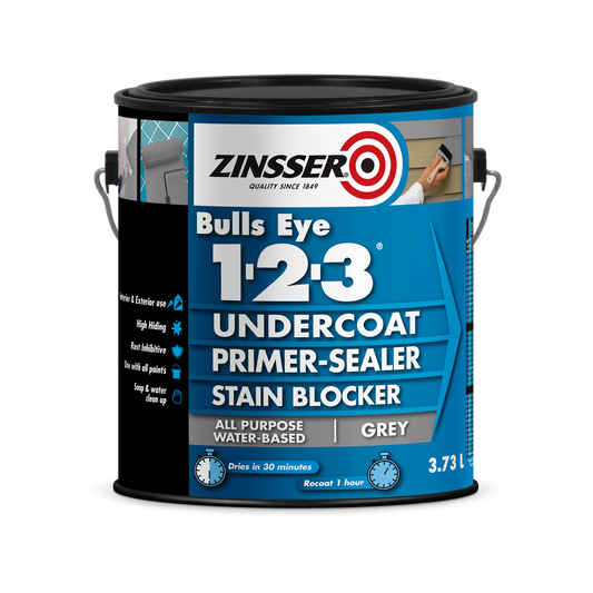Zinsser Bulls Eye Primer Grey 3.73L Water-Based Stain Blocker - Auzzistore