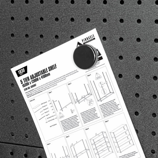 Pinnacle 36mm Black Magnetic Button 6 Pack - Gloss Black - Steel – view 2