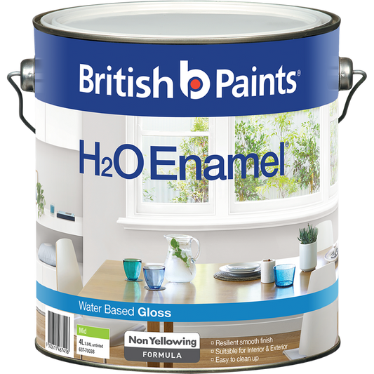 British Paints H2O Enamel Paint - 4L - Water-Based - Low Odour - Auzzistore