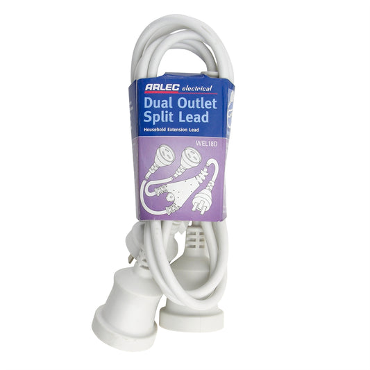 Arlec 1 8m Domestic Dual Outlet Split Extension Lead