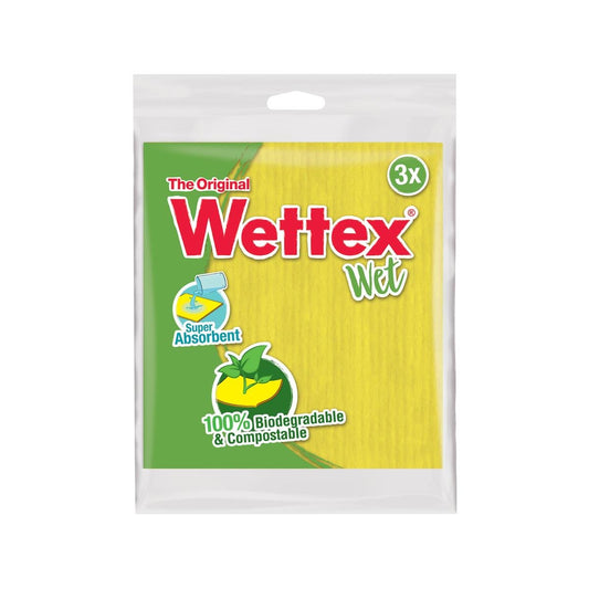 Wettex Wet Sponge Cloth 3 Pack - 185mm x 200mm - Absorbent Cleaning Cloths
