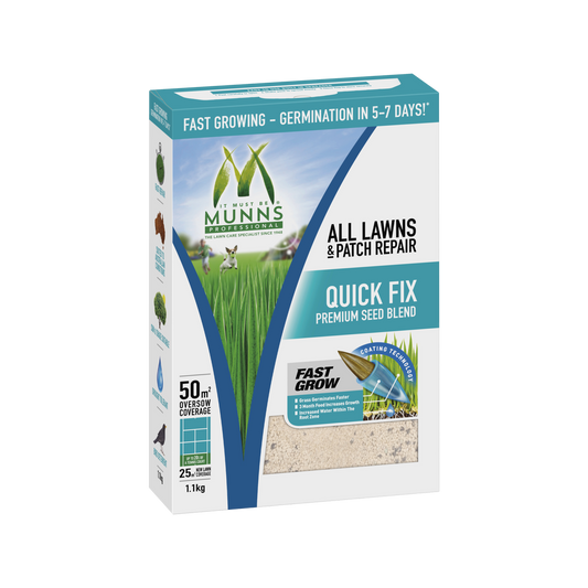 Munns Professional Quick Fix - 1.1kg - Lawn Seed Blend - Fast Germination - Auzzistore