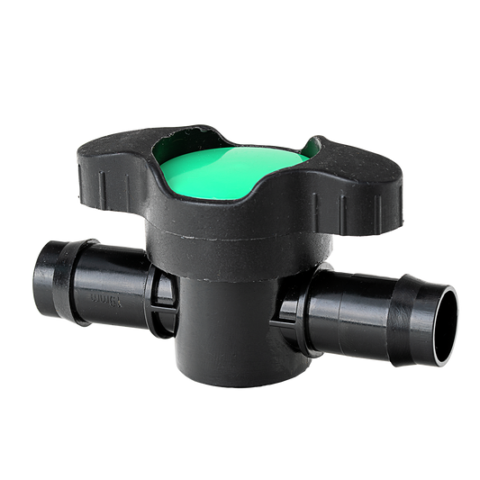 K Rain 19mm Barbed Inline Valve - Black - UV Stabilised Polypropylene - Auzzistore