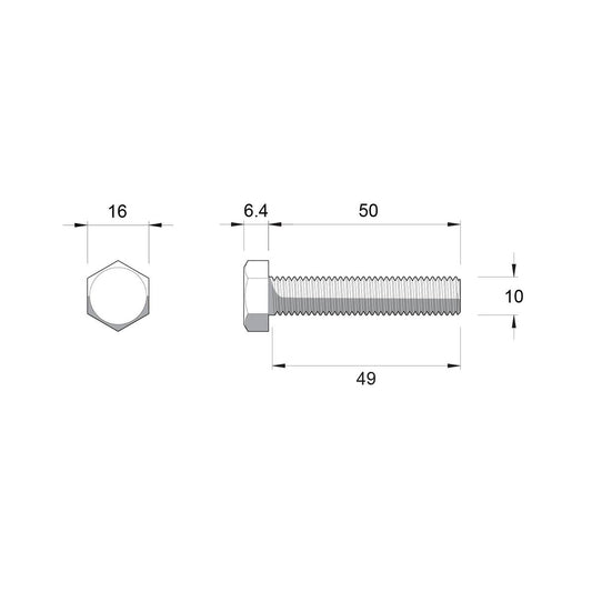 Zenith M10 x 50mm Stainless Steel 304 Hex Head Bolts & Nuts – view 2 - Auzzistore