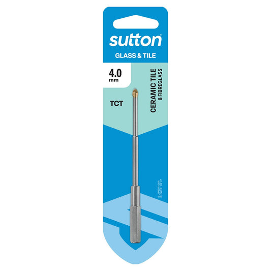 Sutton Tools 4.0mm Glass and Tile Drill Bit - Carbide Construction - Anti-Slip Hex Shank - Auzzistore