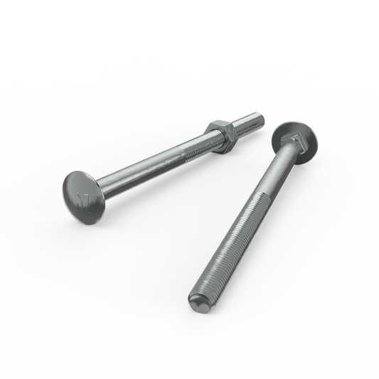 Zenith M10 Cup Head Bolt and Nut Each - 150mm - Zinc Plated - Coarse Thread - Auzzistore