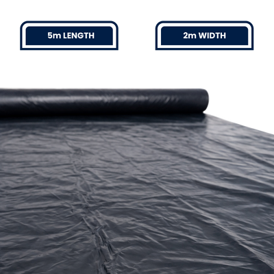 Grunt 2 x 5m Black 140um Multi Use Plastic Film - Durable - Reusable - Weather Protection