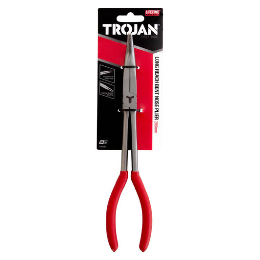 Trojan 280mm Bent Long Reach Pliers - Red and Black - Lifetime Warranty - Auzzistore