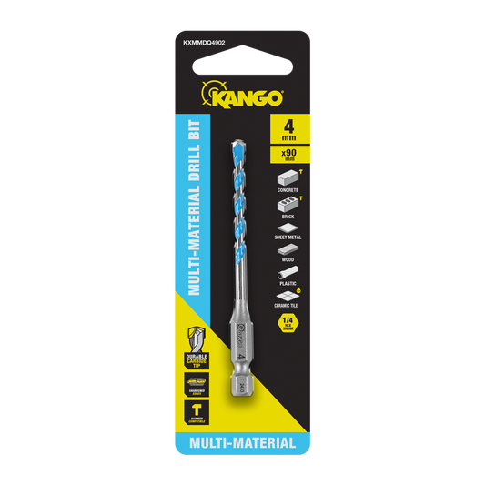 Kango Multi Material Drill Bit 4mm x 90mm - Durable Carbide Tip - Precision Start - Auzzistore