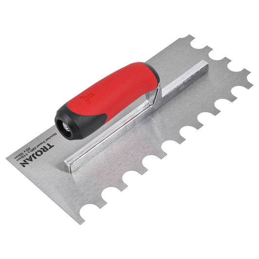 Trojan Half Rounded Notched Plaster Trowel 280mm x 115mm - Durable Steel Blade – view 2 - Auzzistore