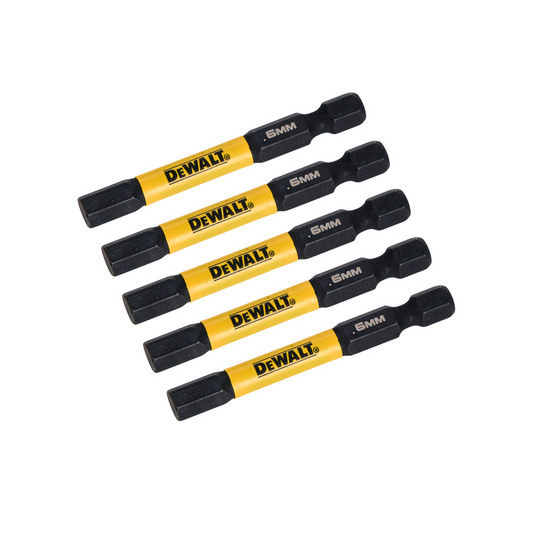 Dewalt Flextorq Screwdriver Bits 5 Pack - 57mm Hex H6 - Durable High Carbon Steel - Auzzistore