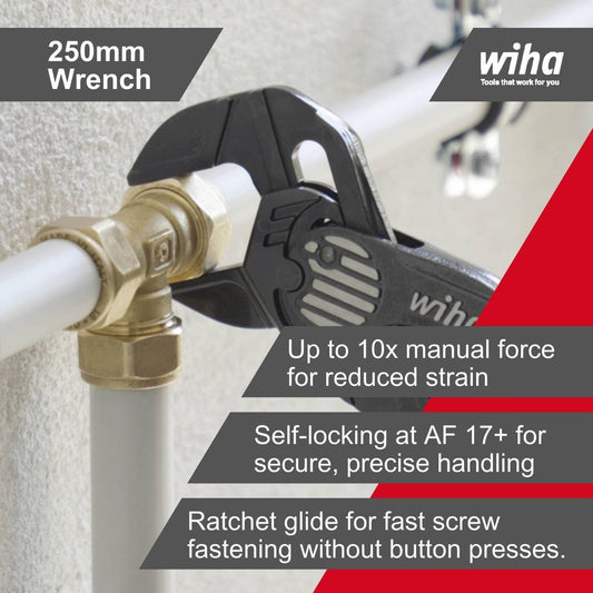 Wiha Flat Jaw Multi Grip Plier - 100mm x 30mm x 310mm - Black - Self-Locking – view 2