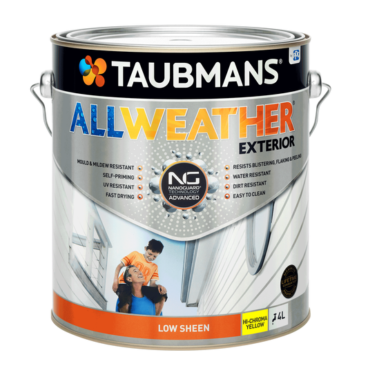 Taubmans 4L Hi C Yellow Low Sheen Exterior Paint - All Weather - Mould Resistant - Auzzistore