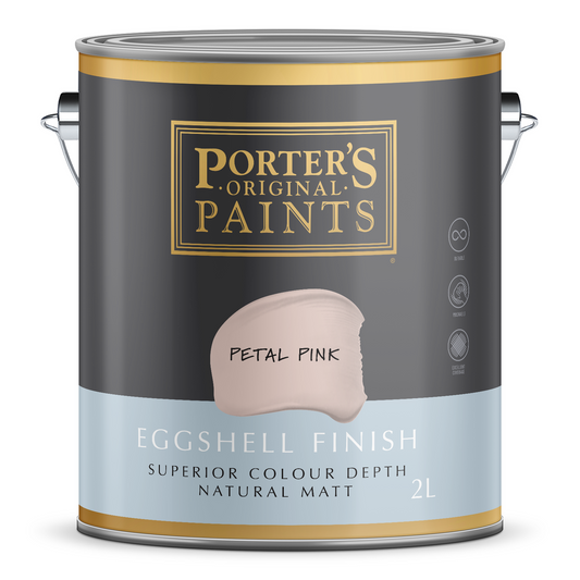 Porter S Washable Paint - 2L - Petal Pink - Eggshell Finish - 162mm x 156mm x 141mm - Auzzistore