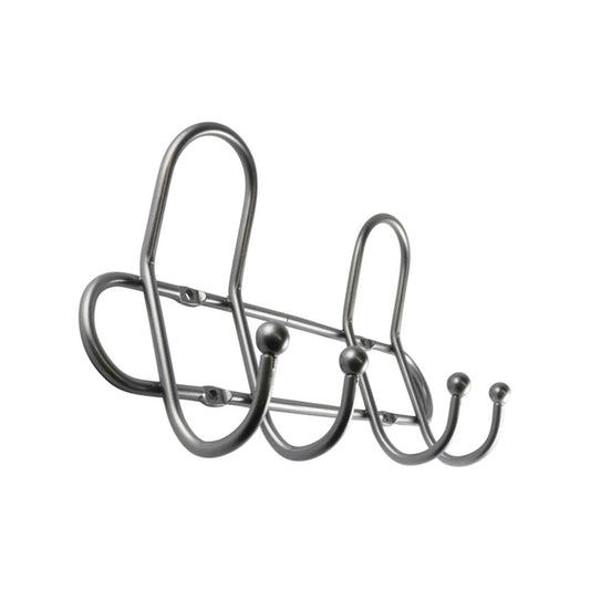 Adoored 4 Hook Satin Chrome Wire Deco Hook Rack - 250mm Steel - Durable - Auzzistore