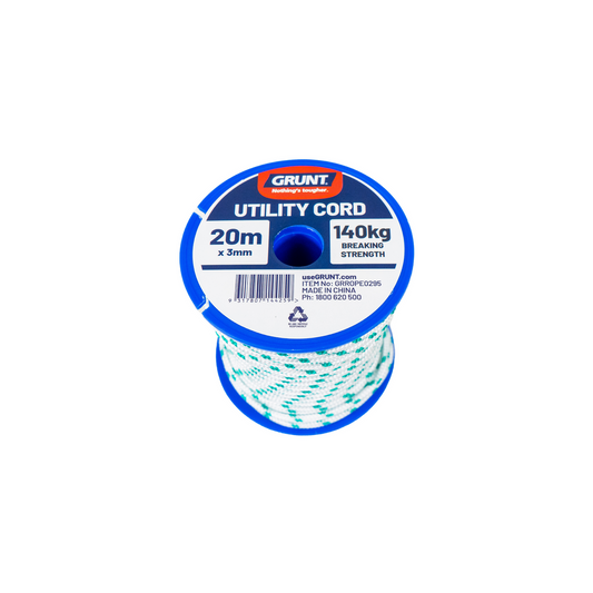 Grunt Utility Cord 3mm x 20m Polypropylene Strong Durable Rope - Auzzistore