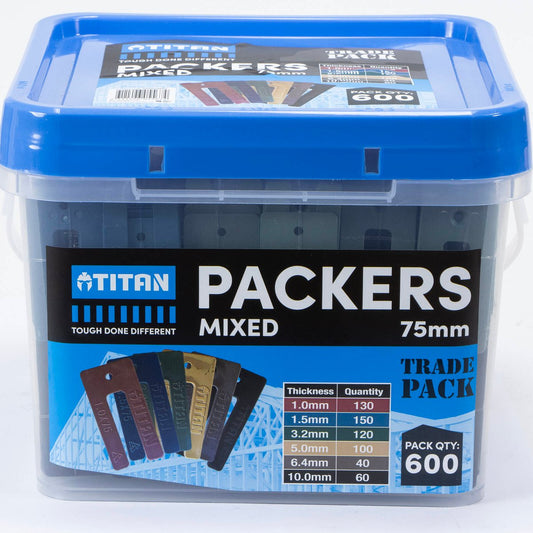 Titan 75mm Mixed Window Packers - 600 Piece - Durable Plastic - Leveling Solution - Auzzistore