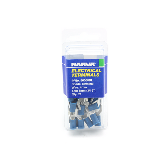 Narva Spade Terminal 5mm Flared Vinyl Insulated 21 Pack Blue - Auzzistore