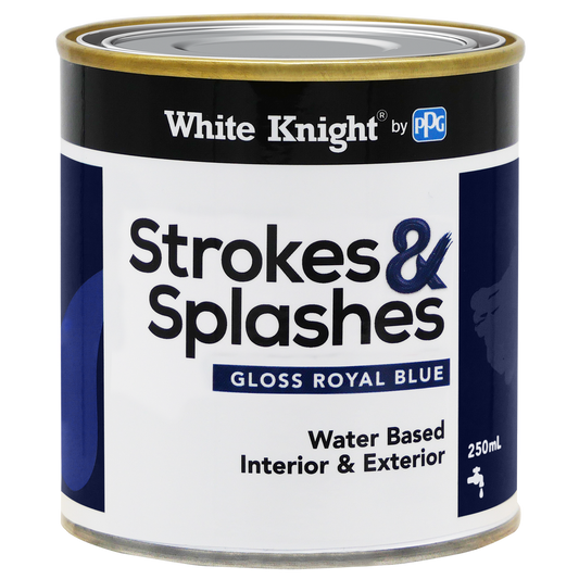 White Knight 250ml Royal Blue Strokes & Splashes Paint - Gloss Finish - Durable - Auzzistore