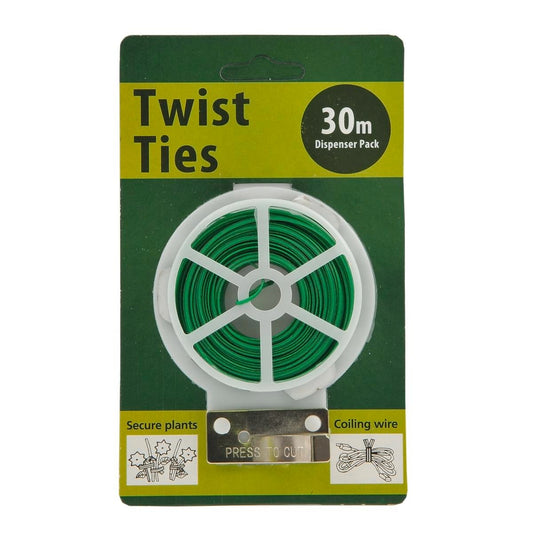 Jack Twist Ties - 30m Light Duty PVC - Green - Flexible - Gentle on Plants - Auzzistore
