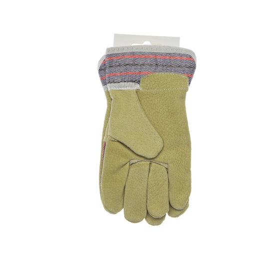 Saxon Kids Leather Garden Gloves - Durable Leather Palm - Comfortable Cotton - 85mm x 140mm – view 2 - Auzzistore