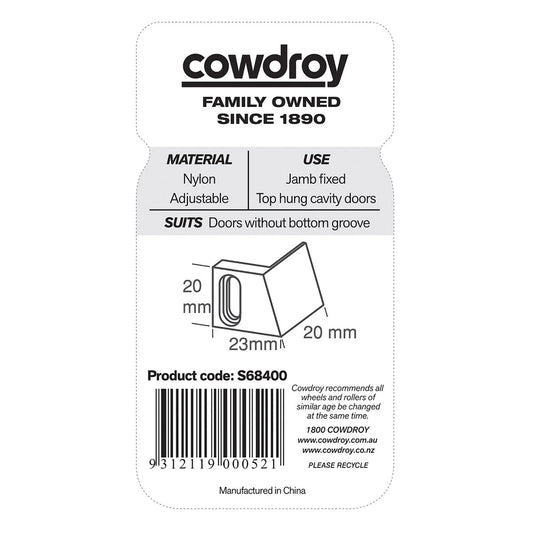 Cowdroy Track Sliding Door Accessory - 55mm x 20mm x 145mm - Nylon - Cavity Guide – view 2 - Auzzistore