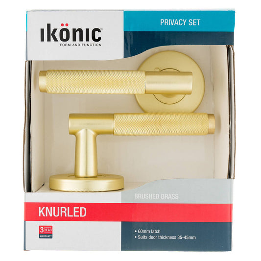 Ikonic Brushed Brass Knurled Privacy Lever Set - 1 Pack - 1125mm x 65mm - Snib Locking – view 2 - Auzzistore