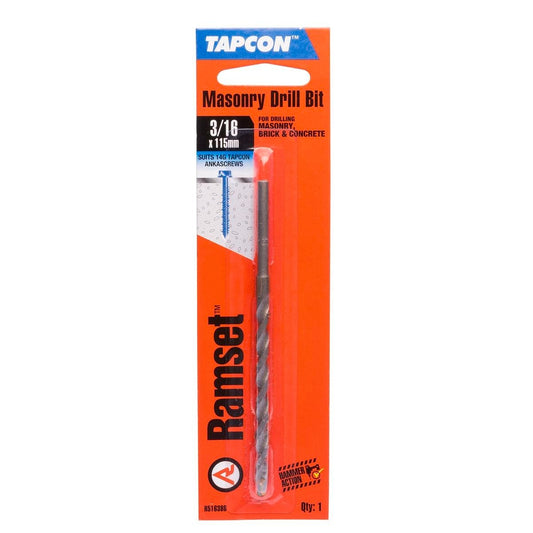 Ramset 3/16 Tapcon Masonry Drill Bit - 1 Pack - Steel - R516380 - Auzzistore