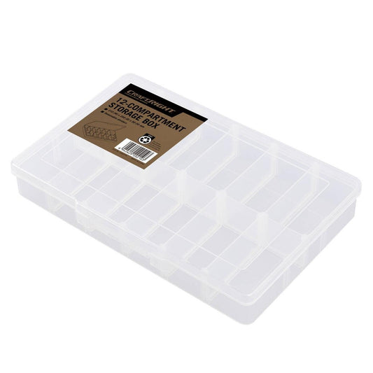 Craftright Organiser - 12 Compartments - Polypropylene - Clear - Auzzistore