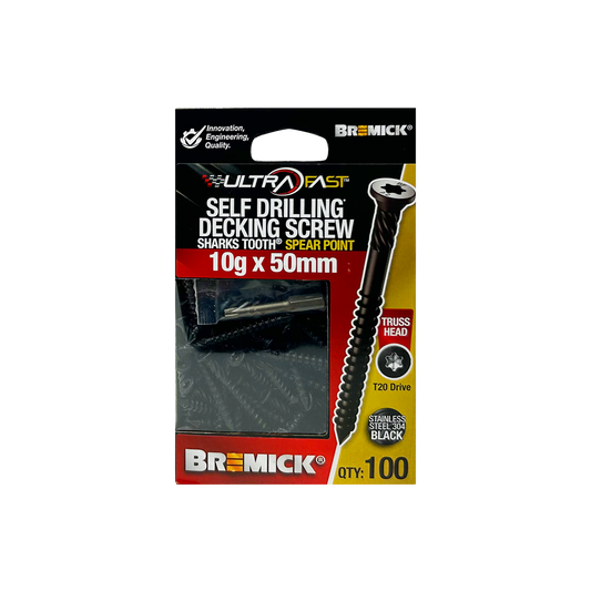 Bremick Ultrafast Stainless Steel 304 Black T20 Truss Head Screws - 10g x 50mm - 100 Pack - Smooth Installation - Secure Hold – view 2 - Auzzistore