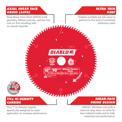 Diablo 254mm 90t Circular Saw Blade - Ultimate Flawless Finish