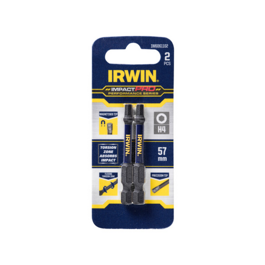 Irwin Impact Pro Performance Hex Bit - 57mm - 2 Pack - Magnetised Tips - Auzzistore