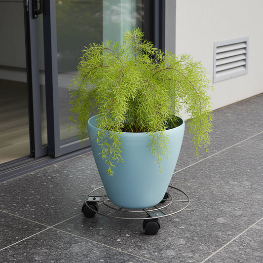 Eden 30cm Round Pot Plant Trolley - Black - Easy Mobility - Durable