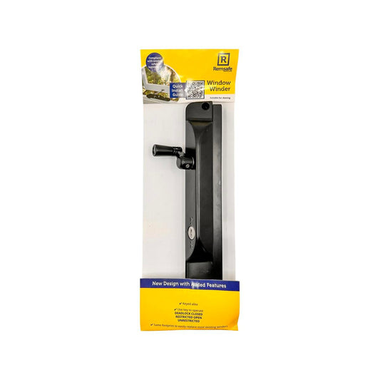 Remsafe Stainless Steel Black Window Winder - 280mm x 41mm x 46mm - Durable - Auzzistore