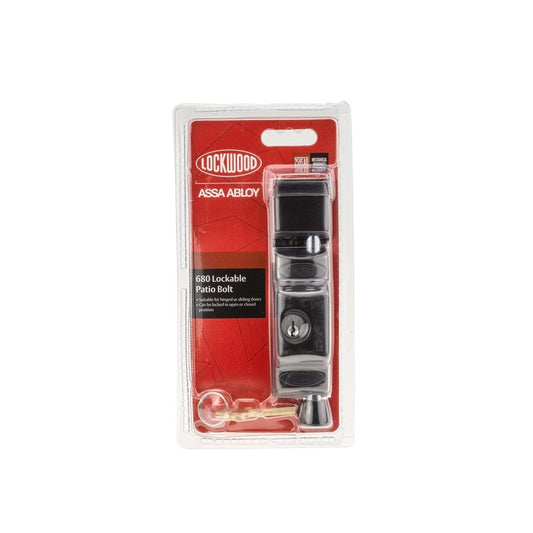 Lockwood Black 680 Patio Bolt - Zinc Alloy - 33mm - Heavy Duty Security - Auzzistore