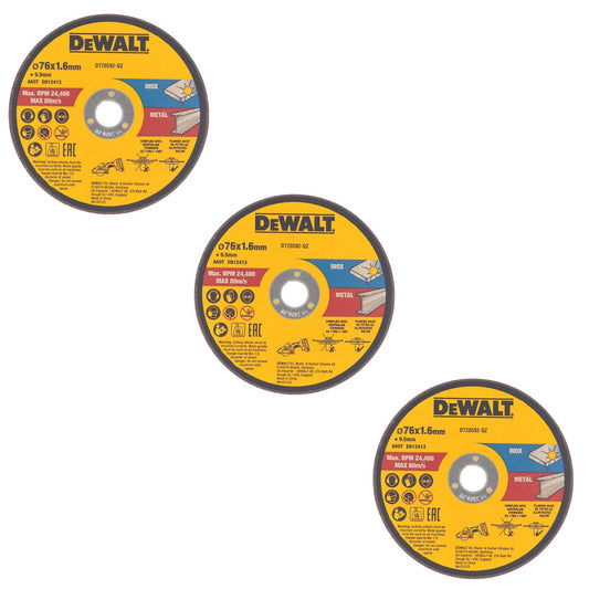 Dewalt Bonded Abrasive Cutting Disc 3 Pack - 76mm x 1.6mm - Inox - Auzzistore