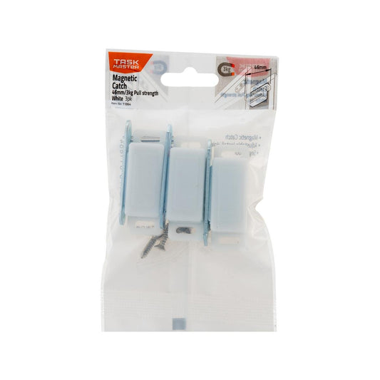 Taskmaster Magnetic Door Catch - 46mm - White - 3 Pack - Durable Plastic - Auzzistore