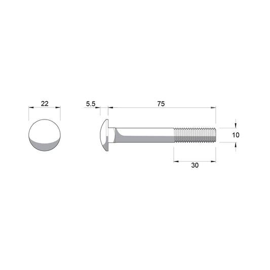 Zenith M10 x 75mm Hot Dipped Galvanised Black Cup Head Bolts & Nuts - 2 Pack - Durable Fastening Solutions – view 2 - Auzzistore