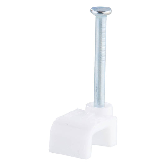 Deta 7mm White Flat Cable Clips 20 Pack - Durable Plastic - 70mm x 7mm