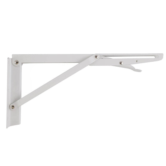 Carinya Folding Spring Loaded Bracket 315x145mm White Steel Durable – view 2 - Auzzistore