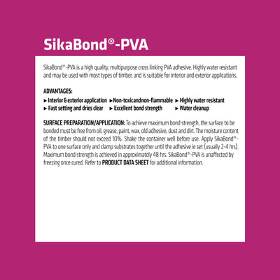 Sika 500ml Sikabond PVA Woodworking Glue - PVA Adhesive - White - Strong Bond