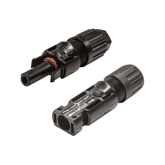 Kt Solar MC4 Connectors Twin Pack KT70774 - 1 Male & 1 Female - 12-48V - Black - Auzzistore