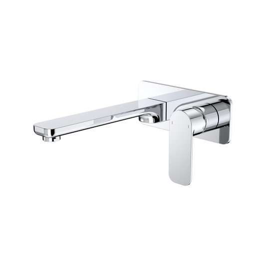 Caroma Chrome Luna Wall Basin Bath Mixer - Lead Free Brass - 180mm x 122mm x 210mm - Easy Clean Aerator