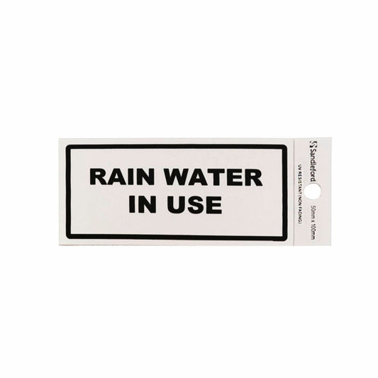 Sandleford Rain Water in Use Self Adhesive Sign - Silver - 100 x 50 mm - Auzzistore