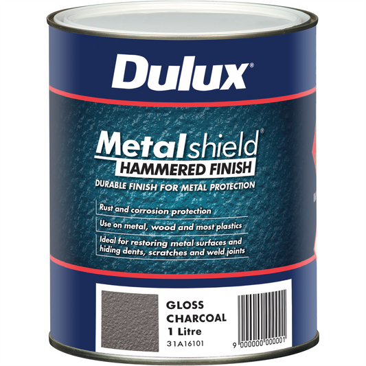 Dulux Metalshield 1L Hammered Finish Paint Charcoal - Durable - Rust Protection - Gloss